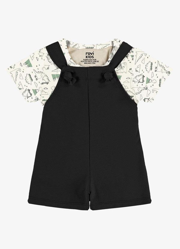 Conjunto Camiseta e Jardineira Infantil Bege