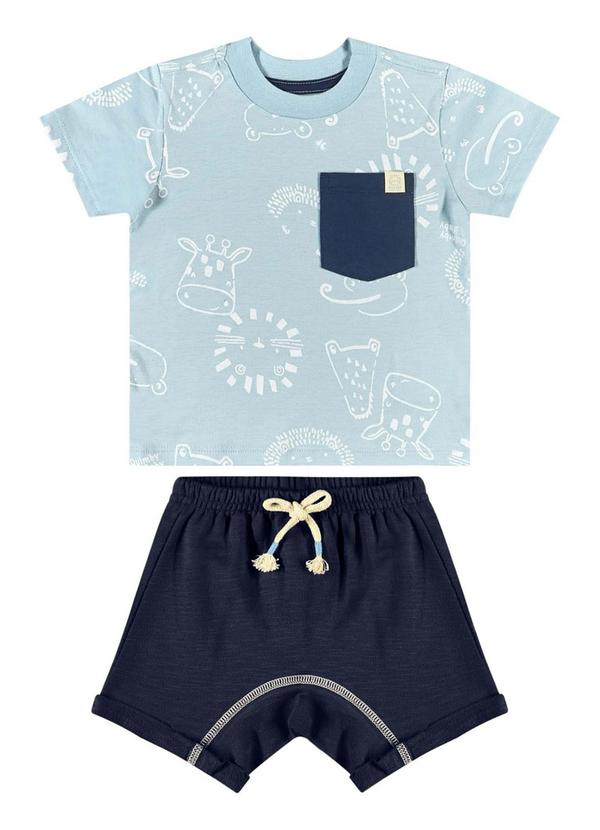 Conjunto Camiseta e Short para Bebê Azul