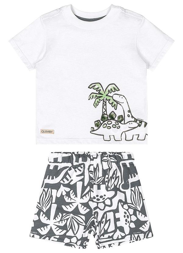 Vista 2 Conjunto Dinos Bebê Menino Branco Quimby Quimby