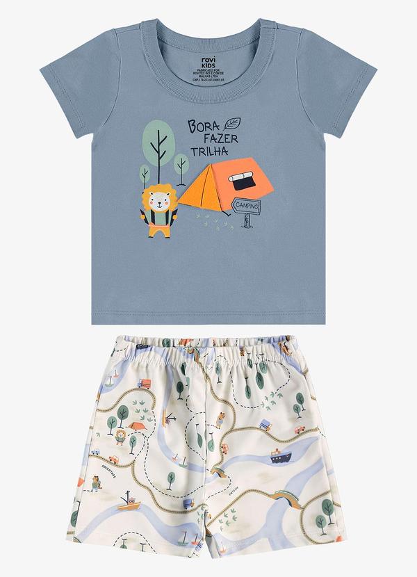 Conjunto Infantil Camiseta com Bermuda Azul