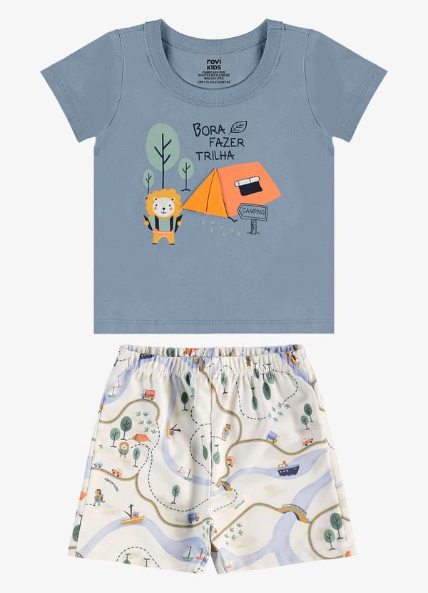 Conjunto Infantil Camiseta com Bermuda Azul
