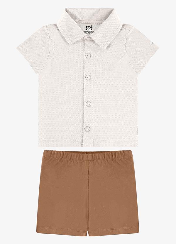Conjunto Infantil Camiseta com Bermuda Bege