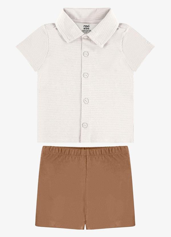 Conjunto Infantil Camiseta com Bermuda Bege