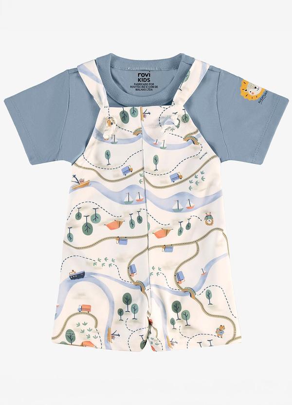 Conjunto Masculino Infantil Camiseta e Jardineira Azul
