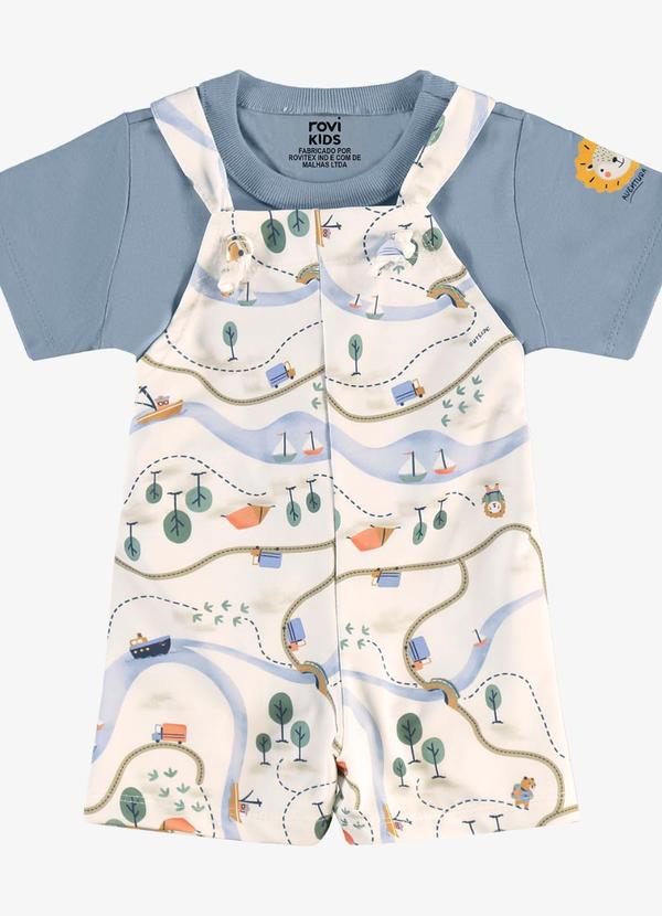 Conjunto Infantil Camiseta e Jardineira Azul