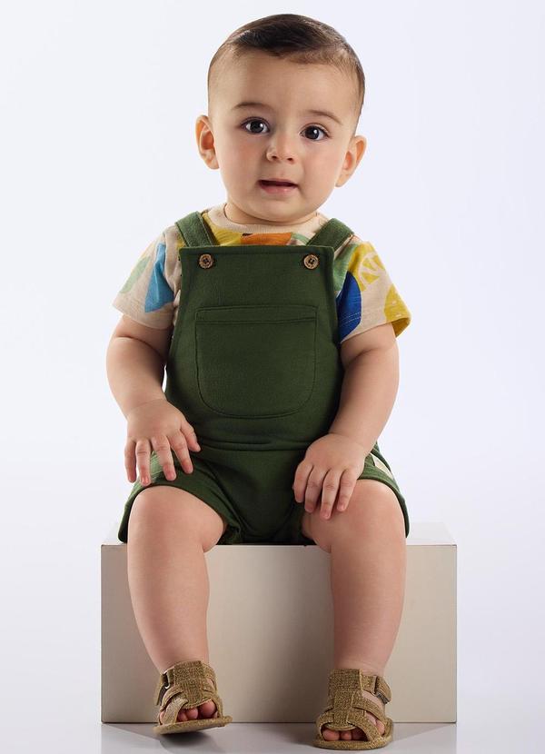Vista 2 Conjunto Jardineira e Body Bebê Bege Up Baby Up Baby