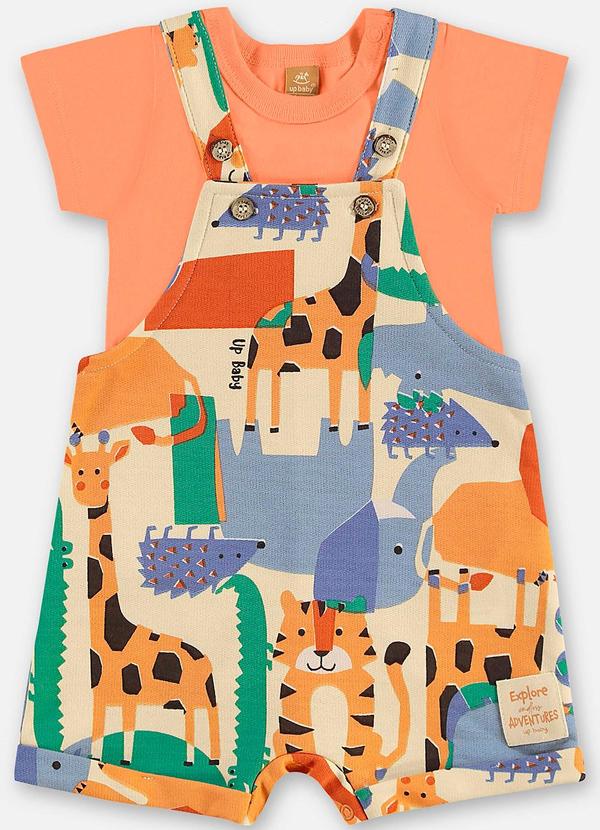 Vista 2 Conjunto Jardineira e Body Bebê Laranja Up Baby Up Baby