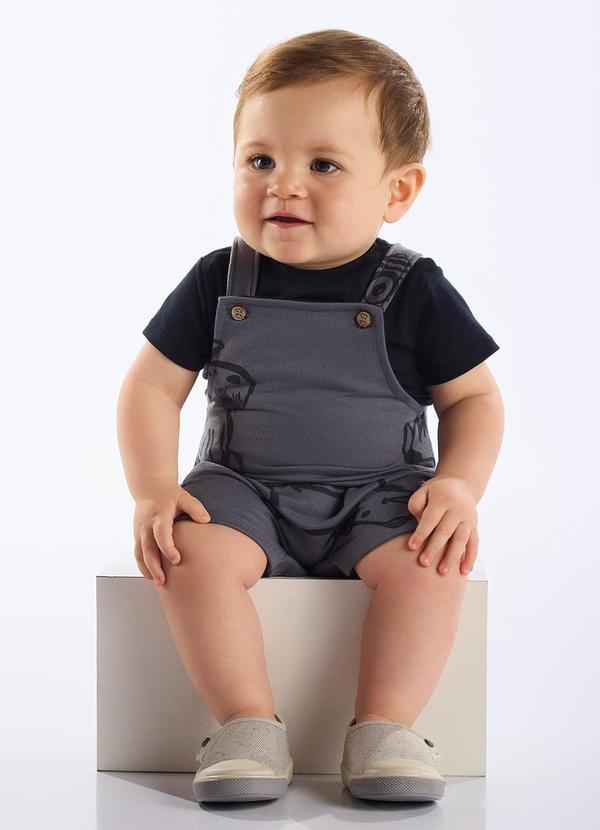 Vista 2 Conjunto Jardineira e Body Bebê Preto Up Baby Up Baby