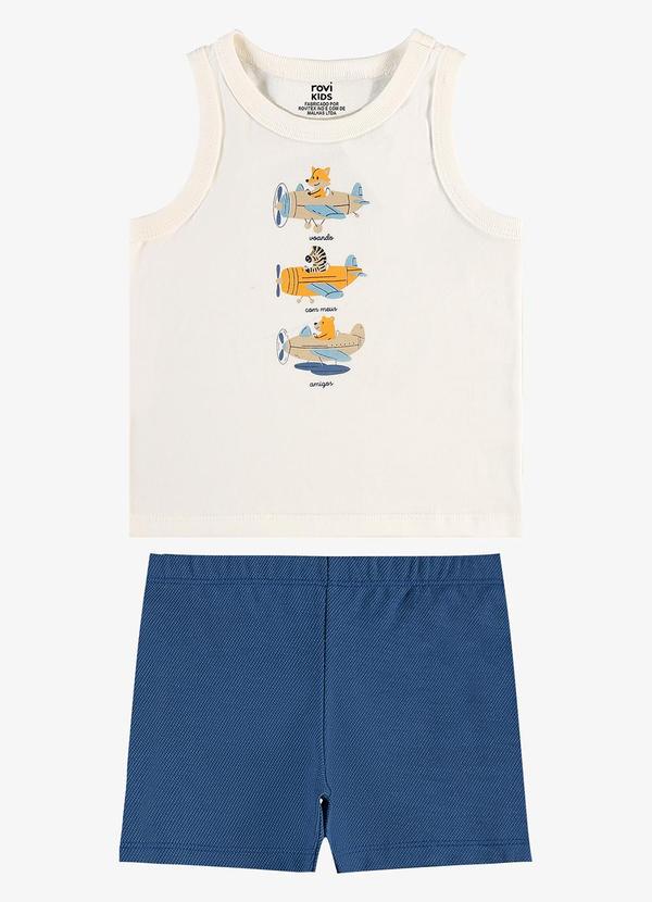 Conjunto Regata com Bermuda Infantil Bege