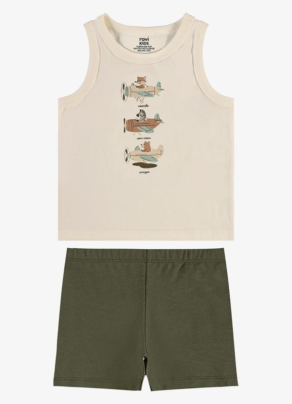 Conjunto Regata com Bermuda Infantil Bege