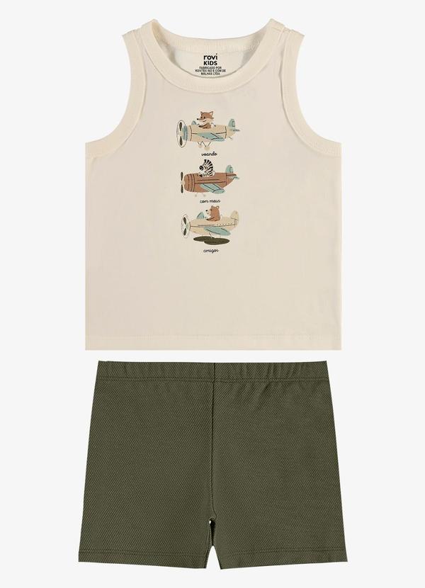 Conjunto Regata com Bermuda Infantil Bege