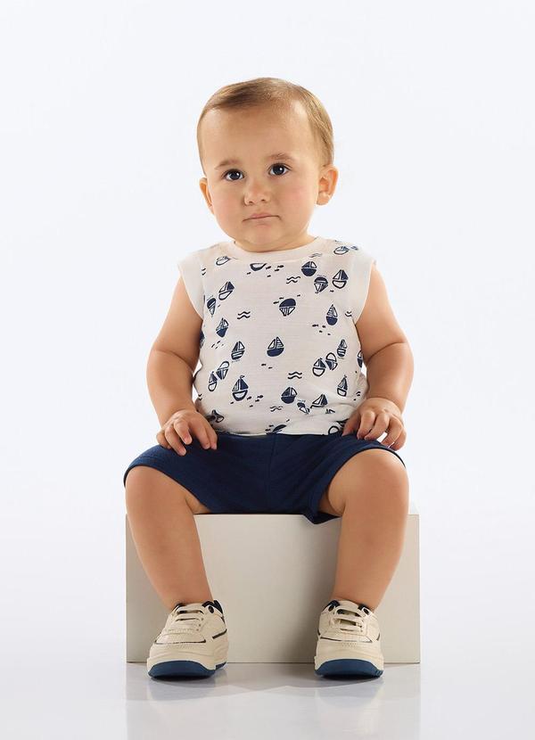 Conjunto Regata e Bermuda Bebê Bege