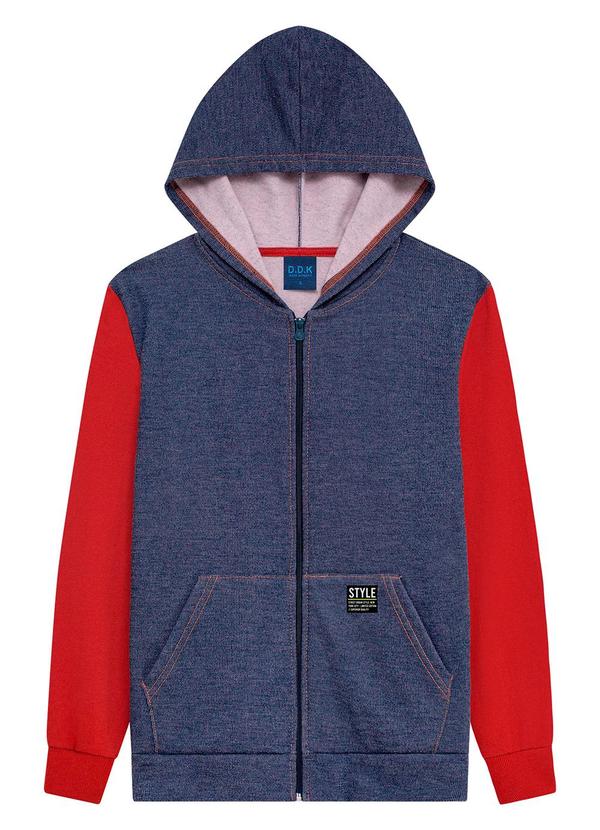 Vista 2 Jaqueta com Capuz em Moletom Jeans Vermelho Ddk Ddk