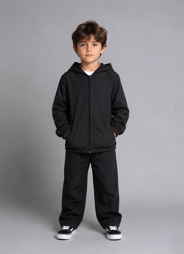 Jaqueta com Capuz Masculino Cotelê Preto