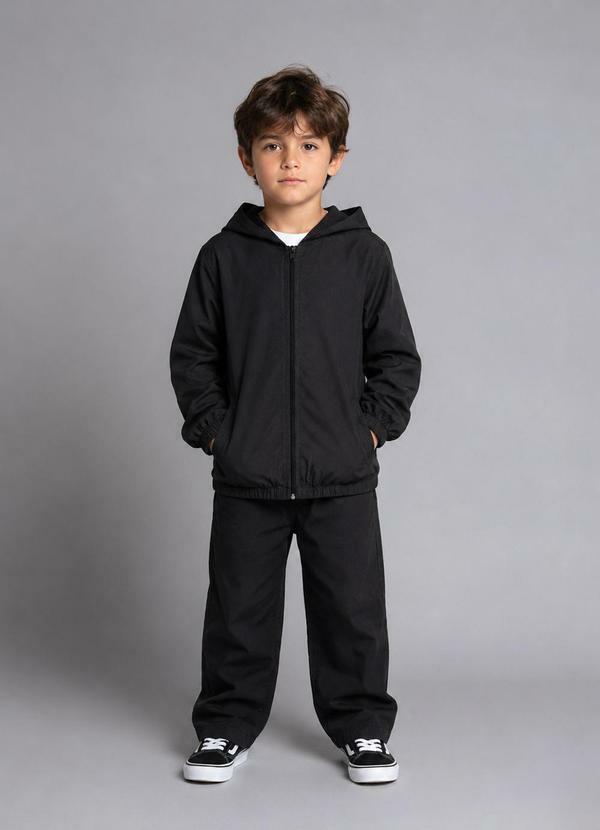 Jaqueta com Capuz Masculino Cotelê Preto