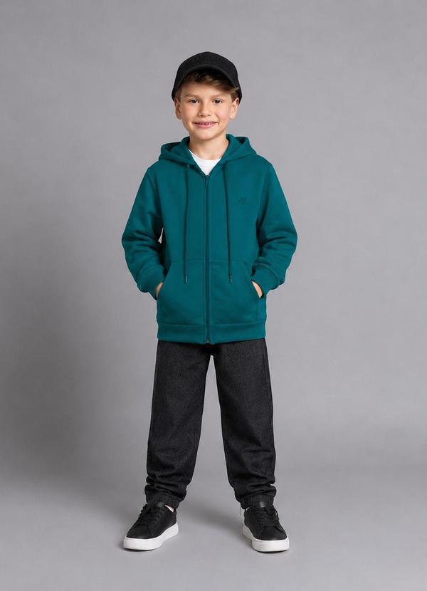 Jaqueta Infantil com Capuz Moletom Verde