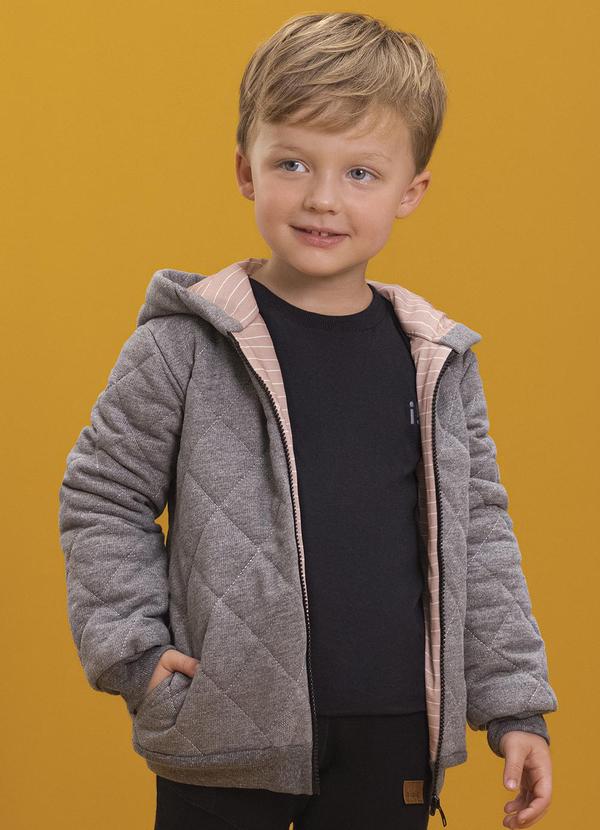 Jaqueta Infantil em Fleece Matelassê Cinza