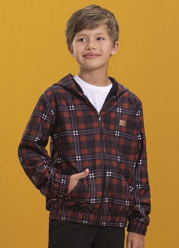 Vista 2 Jaqueta Infantil em Molecotton Xadrez Marrom Ioluig Ioluig