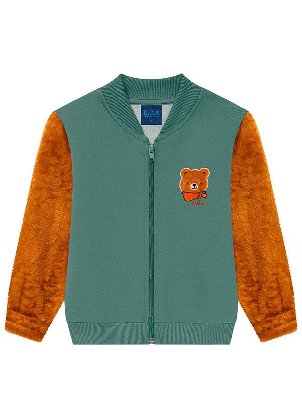Vista 2 Jaqueta Infantil em Moletom com Pelo Verde Ddk Ddk