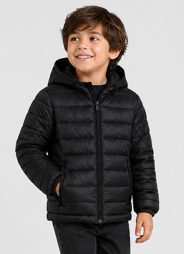 Jaqueta Infantil Meninino com Capuz Preto