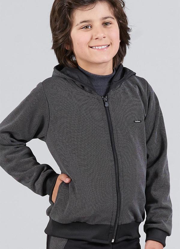 Vista 2 Jaqueta Infantil Menino Moletom Hold Preto Soft Bonni Soft Bonni