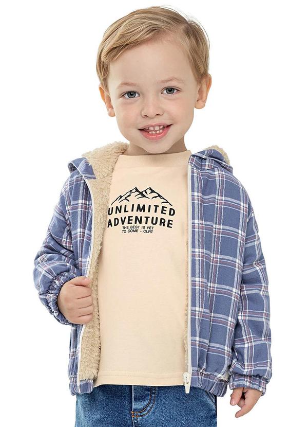 Jaqueta Infantil Menino Xadrez Peluciada Azul