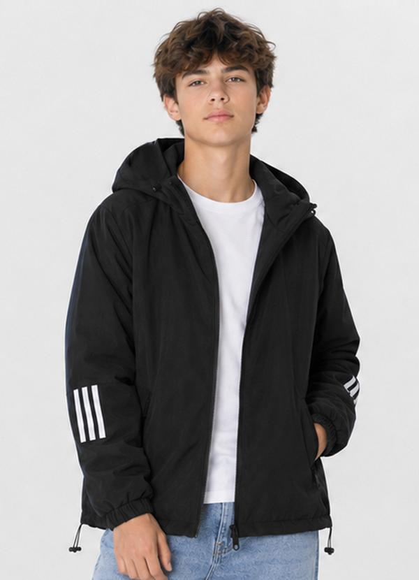 Jaqueta Juvenil Masculina com Capuz Preto