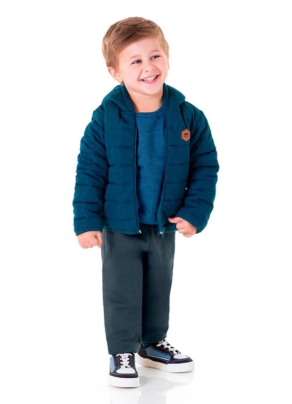 Jaqueta Menino Puffer Matelassê Quadrado Azul