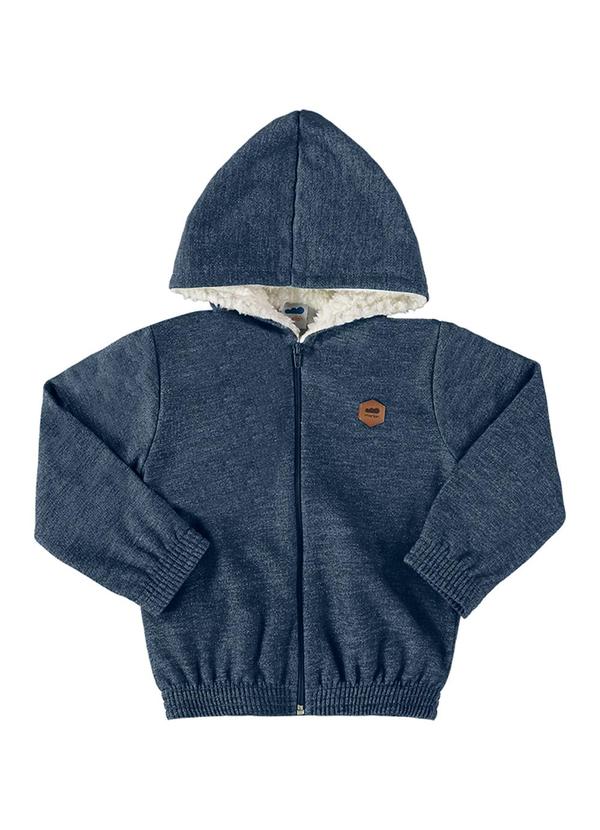 Jaqueta Moletom Jeans e Pelo Carneirinho Azul