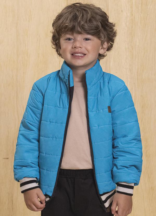 Jaqueta Puffer em Matelassê Microfibra Azul