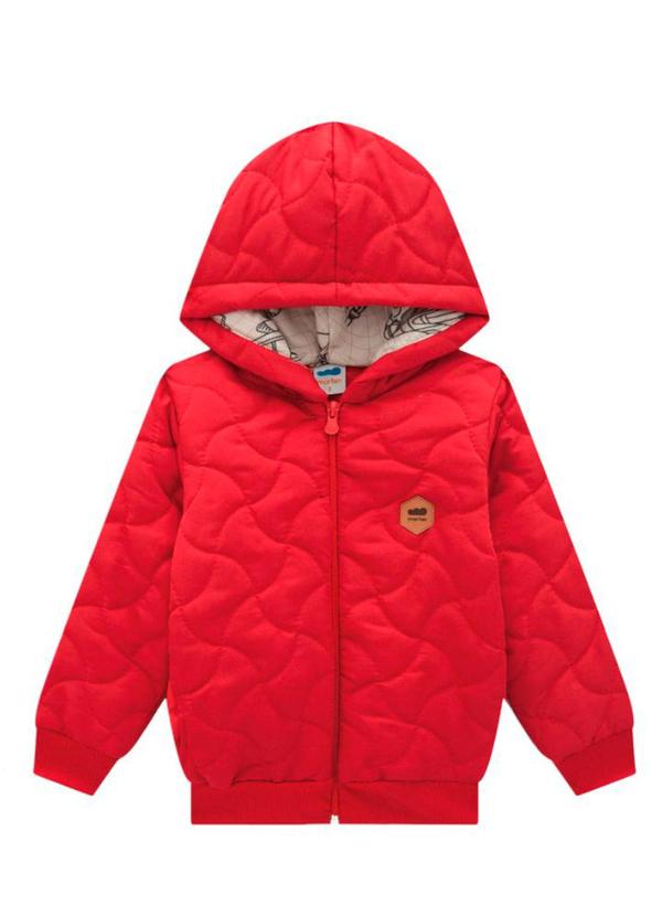 Jaqueta Puffer em Matelassê Microfibra Vermelho