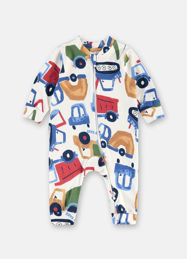 Macacão Bebê Zíper Frontal Estampado
