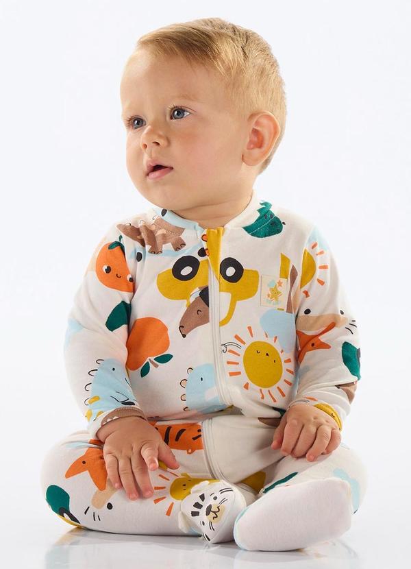 Vista 2 Macacão Estampado Unissex Bebê Laranja Up Baby Up Baby