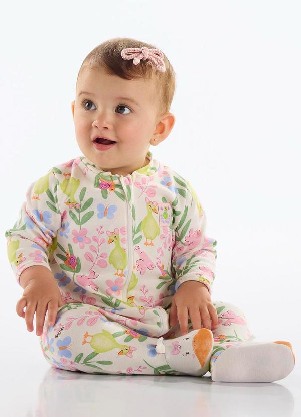 Vista 2 Macacão Estampado Unissex Bebê Rosa Up Baby Up Baby