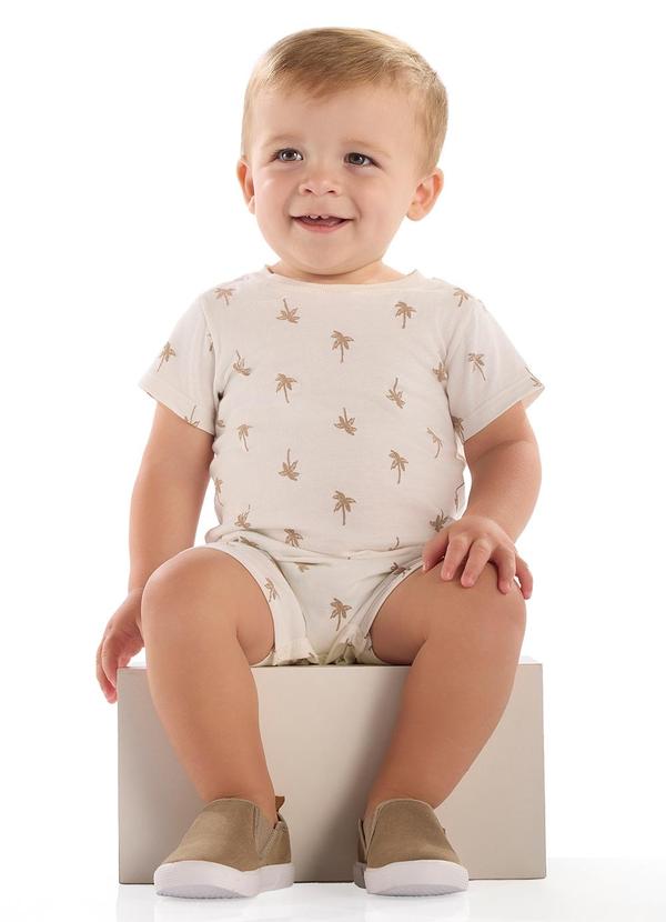 Macaquinho Bebê Algodão Estampado Branco