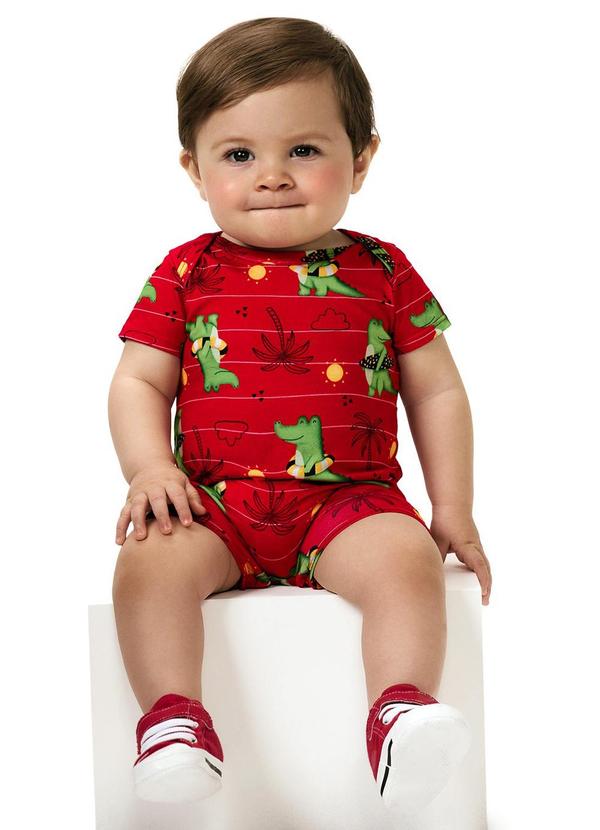 Macaquinho Bebê Menino Jacaré Vermelho