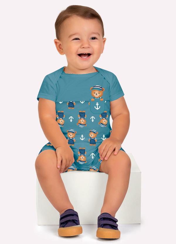 Macaquinho Bebê Menino Ursinhos Azul