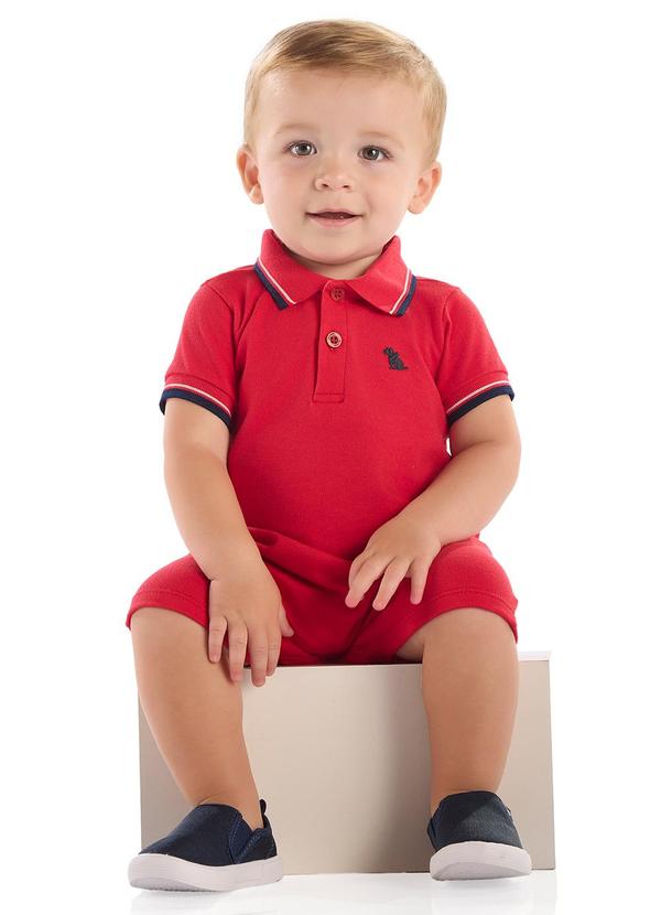 Macaquinho Polo Bebê em Piquet Vermelho