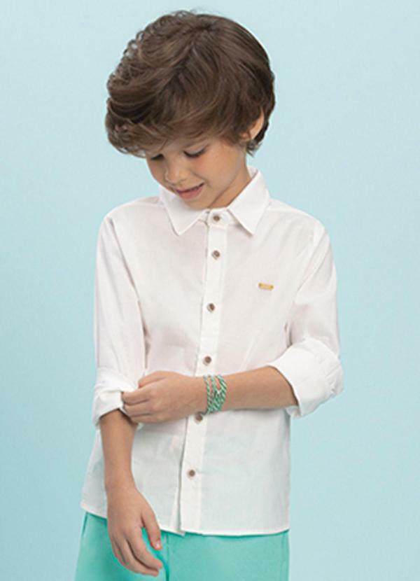 Vista 2 Camisa Menino em Tricoline Bege