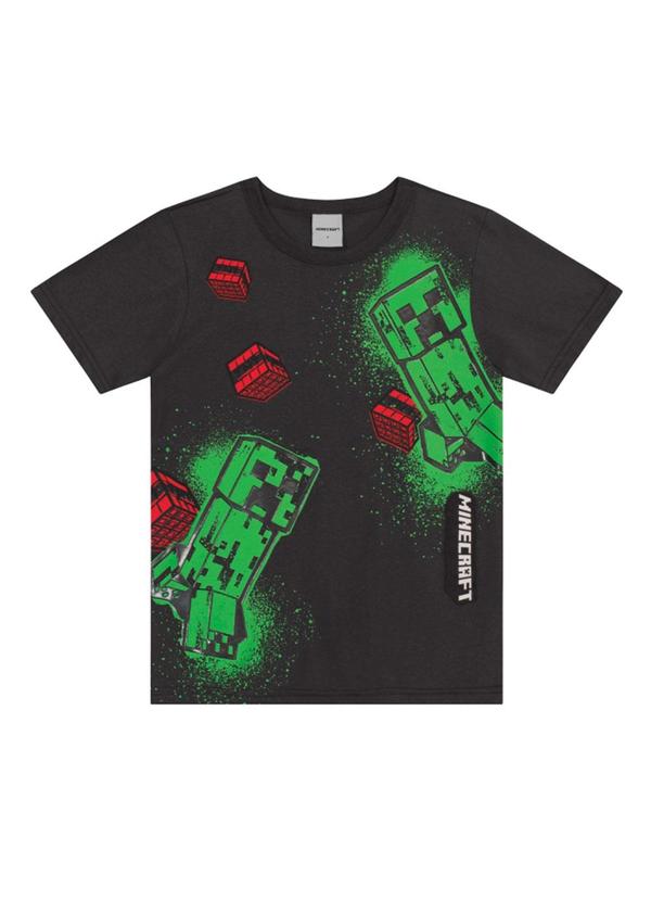 Vista 2 Camiseta Infantil do Minecraft em Gel Cinza Brandili Brandili