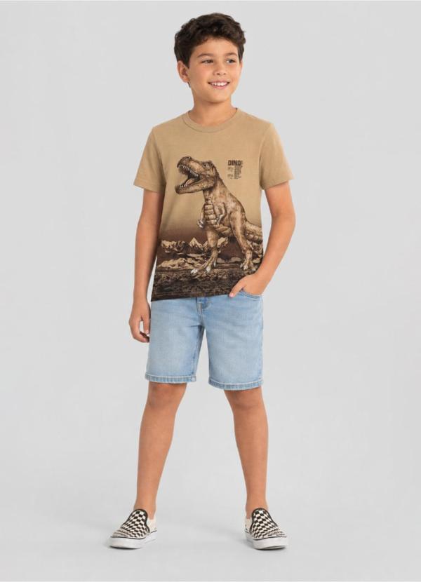 Camiseta Infantil Menino de Dinossauro Marrom