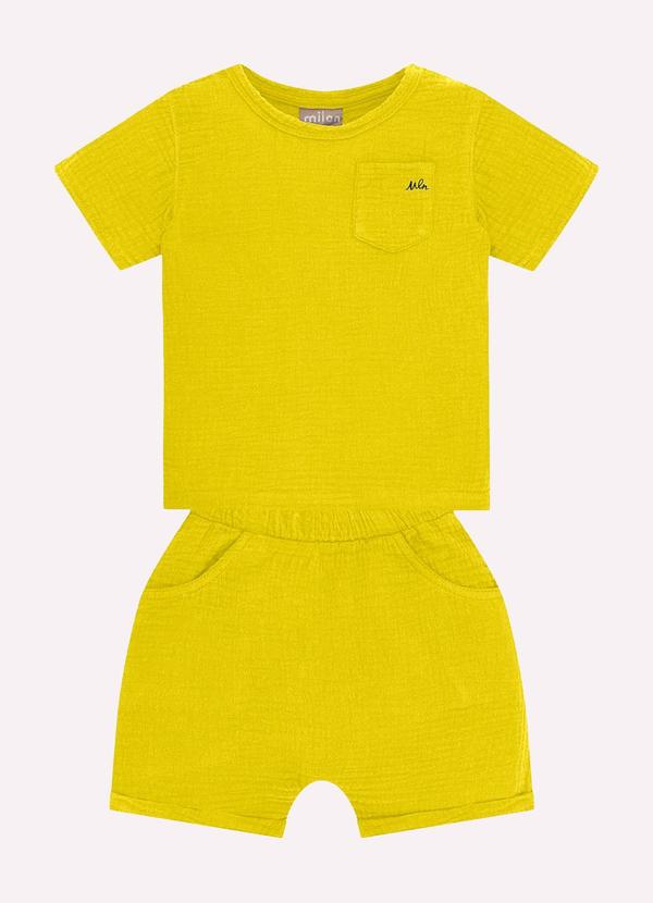 Vista 2 Conjunto Bebê Menino Amarelo Milon Milon