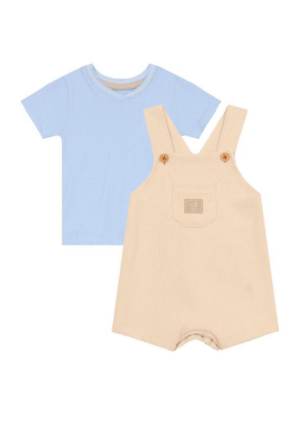 Vista 2 Conjunto Bebê Menino com Jardineira Azul Brandili Mundi Brandili Mundi