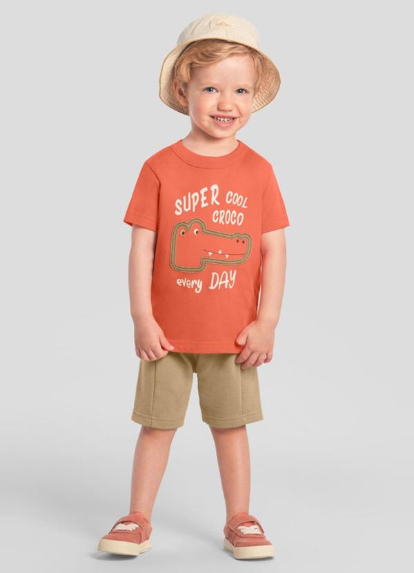 Vista 2 Conjunto Infantil Menino de Jacaré Laranja Brandili Brandili