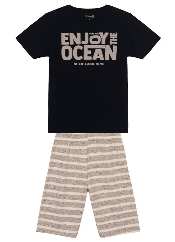 Vista 2 Conjunto Infantil Menino em Puff Preto Brandili Brandili