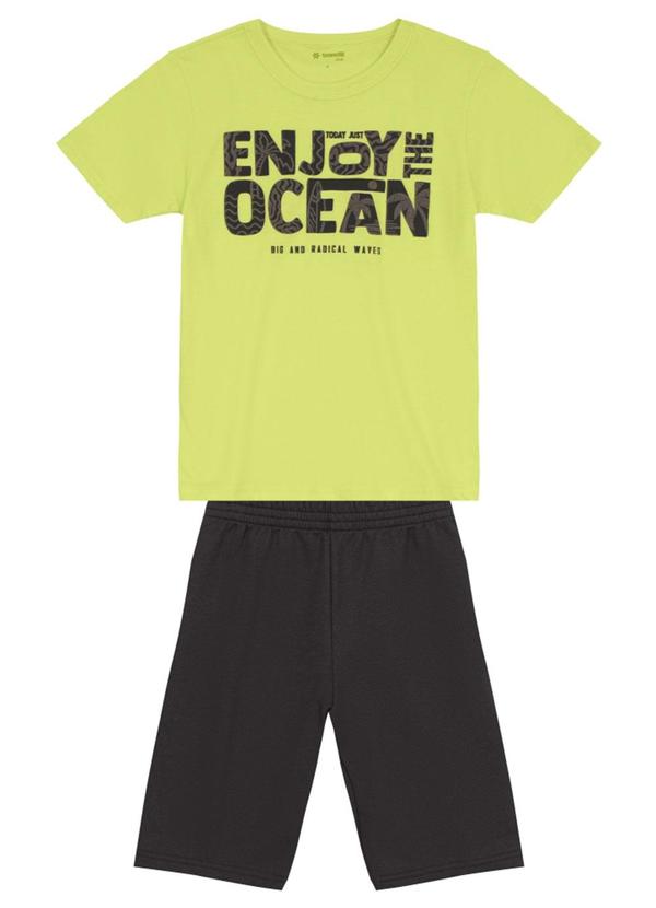Vista 2 Conjunto Infantil Menino em Puff Verde Brandili Brandili
