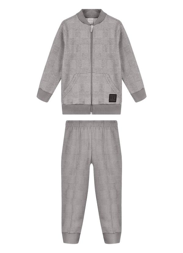 Conjunto Menino Infantil em Malha Xadrez Cinza