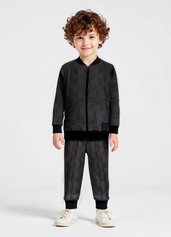 Conjunto Menino Infantil em Malha Xadrez Preto