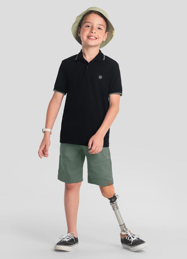 Vista 2 Conjunto Polo Infantil Menino Preto Brandili Brandili