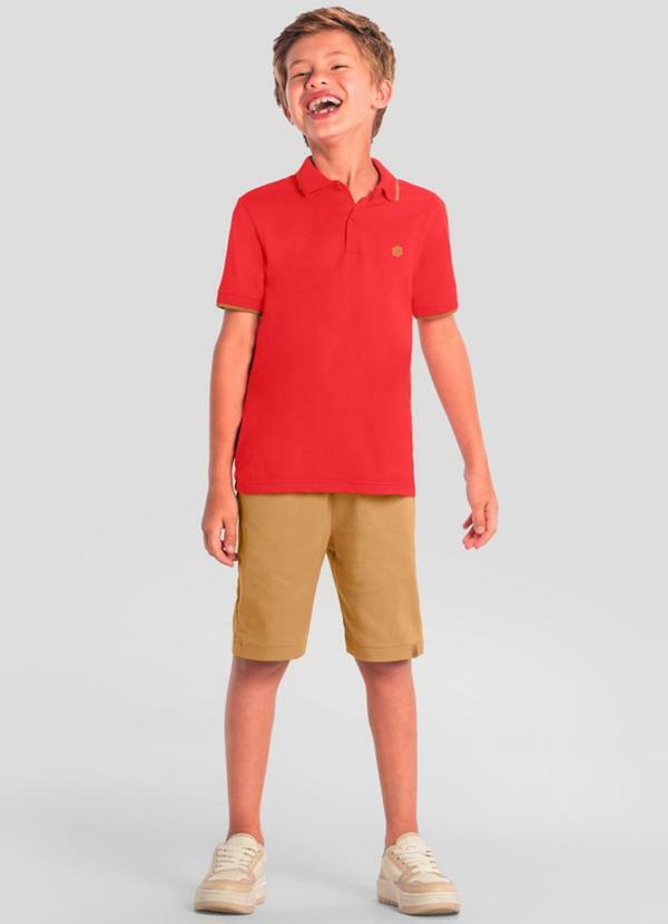 Vista 2 Conjunto Polo Infantil Menino Vermelho Brandili Brandili